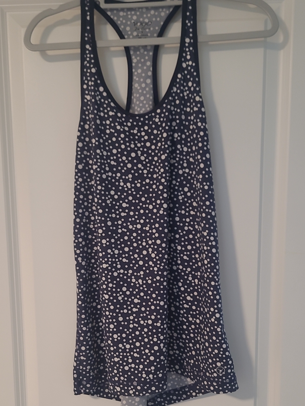 VOGO Athletica Navy with Grey Dot Pattern Racerback Tank